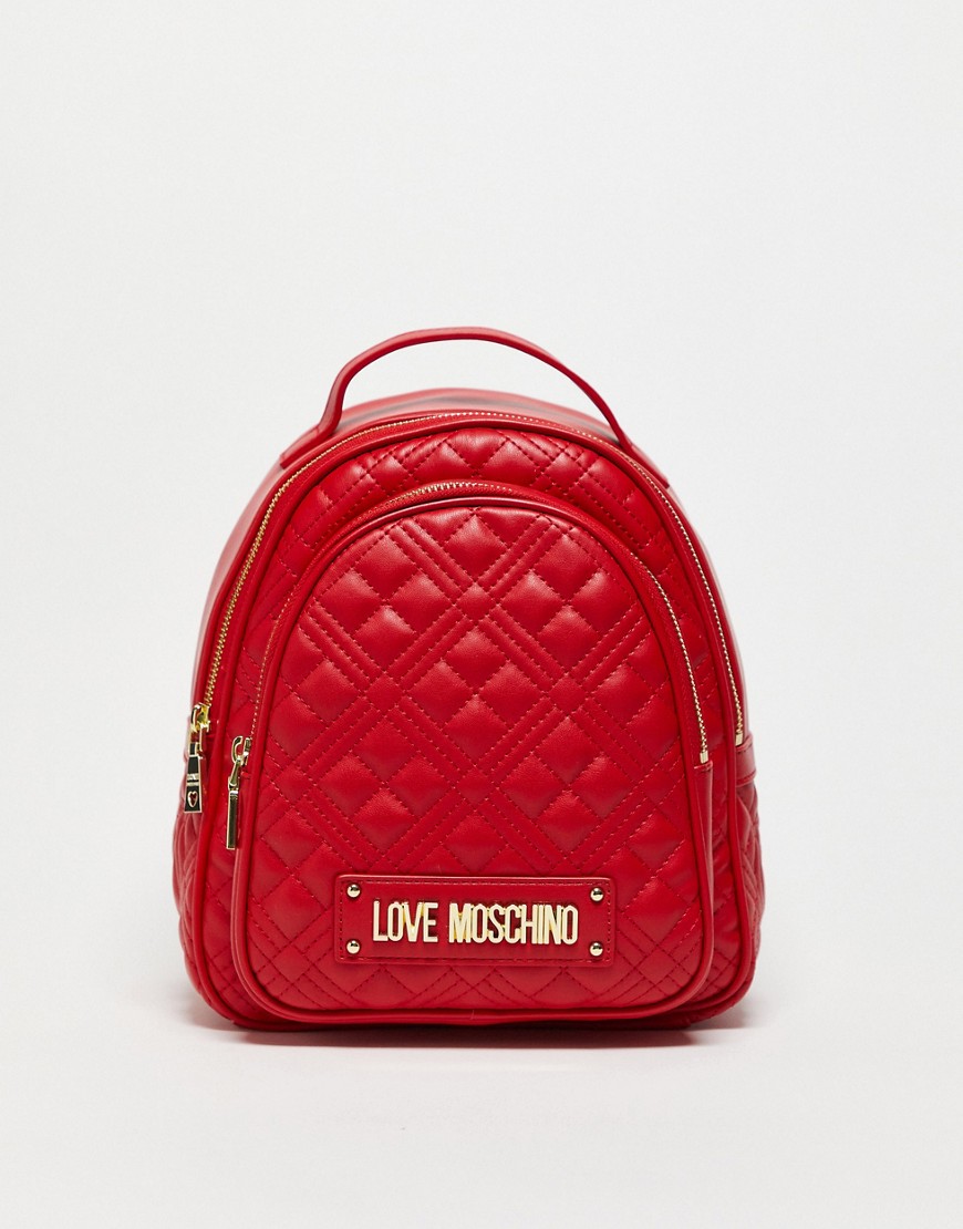 Love Moschino quilted zip backpack in red