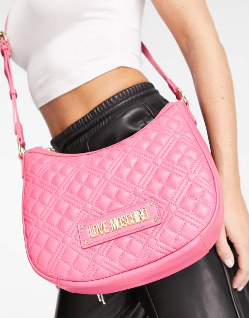 Love Moschino - Quiltet skuldertaske i lyserød