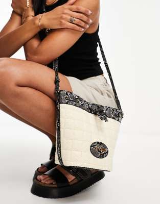 Love Moschino rafia bucket bag in natural and black snake - ASOS Price Checker