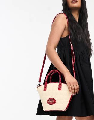 Love Moschino rafia wide tote bag in natural and red snake - ASOS Price Checker