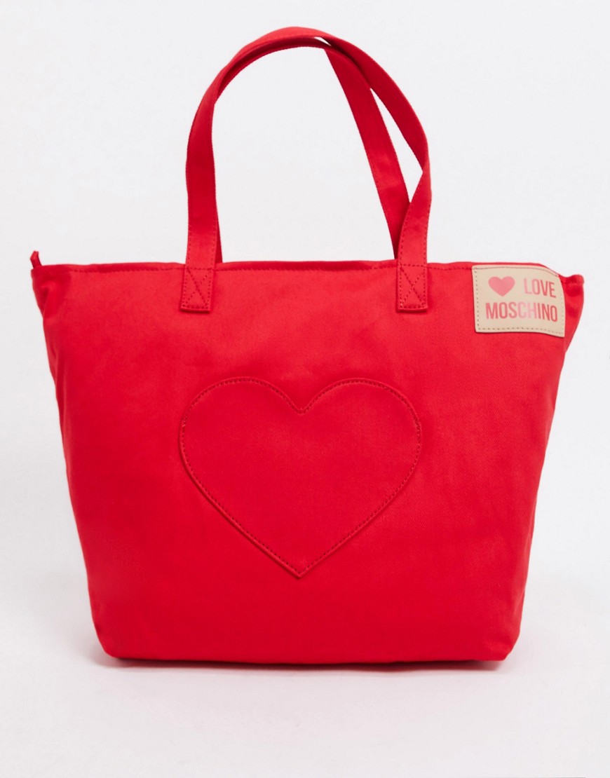 Love Moschino - Rød shopper-taske med hjertelogo-Lilla