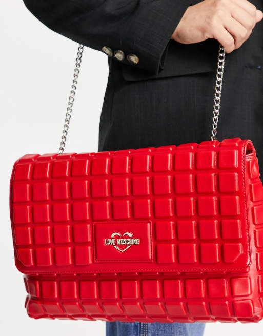 Love Moschino - Rød skuldertaske med prægning, 2 af 4