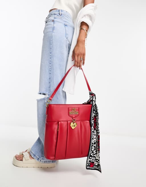 Love Moschino - Rød skuldertaske med tørklædedetalje