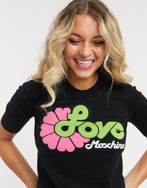 Love Moschino retro floral logo t-shirt