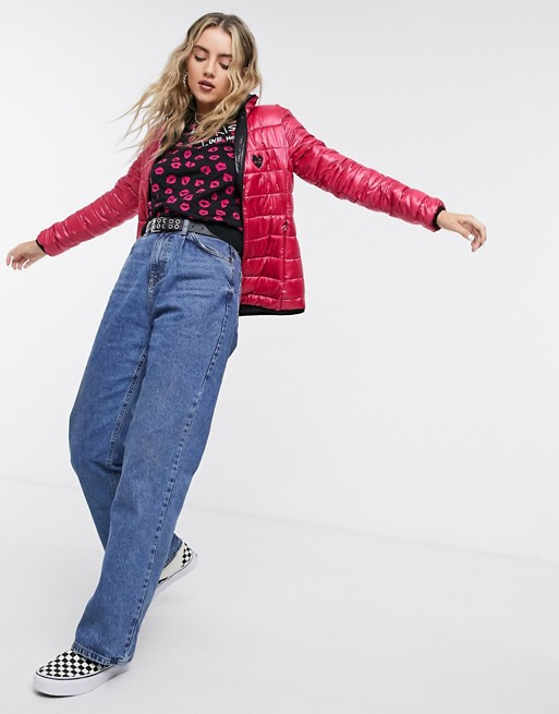 Love Moschino reversible quilted bomber jacket in pink