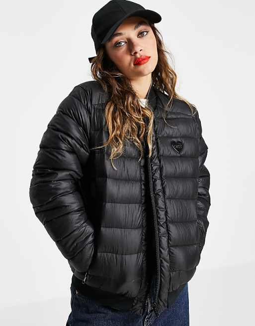 Love Moschino reversive quilted bomber jacket in black | ASOS Love Moschino reversive quilted bomber jacket in black | ASOS