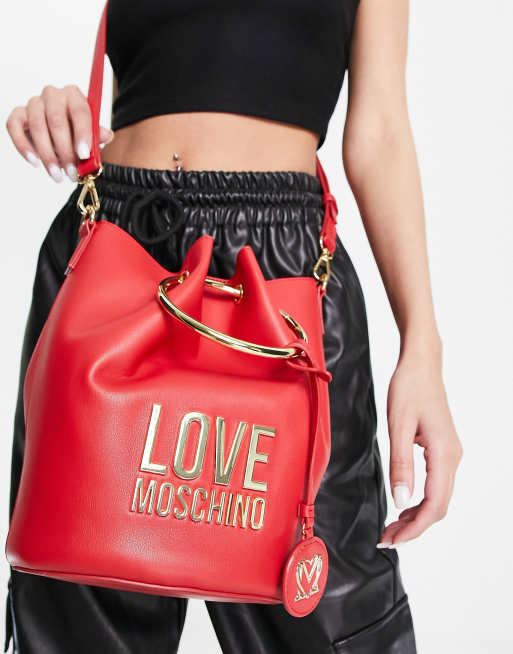 Love Moschino ring handle bucket bag in red ASOS