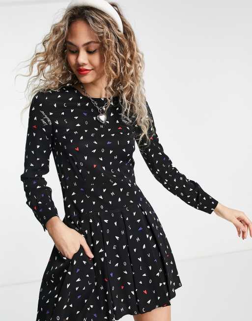 Love Moschino - Robe avec imprimé petits cœurs - Noir, 4 de 4