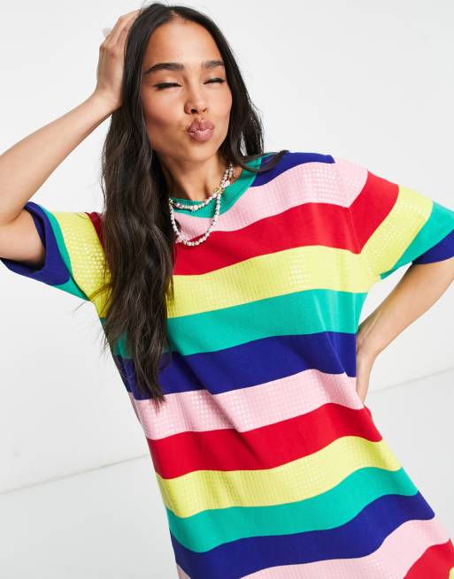Love Moschino Robe courte oversize a rayures Multicolore