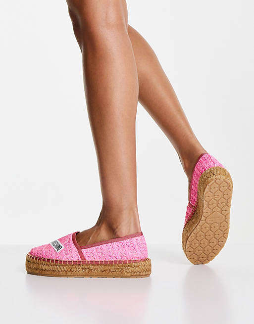 Moschino Andere materialien espadrilles in Pink Damen Schuhe Flache Schuhe Espadrilles und Sandalen 