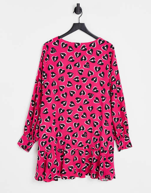 Love Moschino – Rosa, hjärtmönstrad, vid klänning, 4 av 4