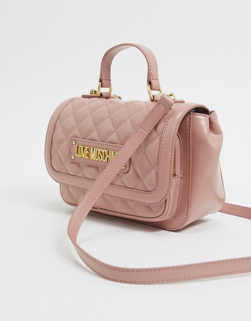 Love Moschino – Rosa quiltad satchel-väska