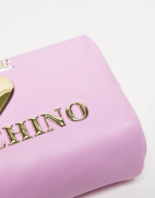 Love Moschino – Rosa sminkväska med hjärtlogga, 3 av 4