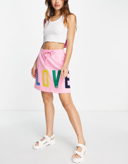 Love Moschino – Różowa dżersejowa spódnica mini z logo