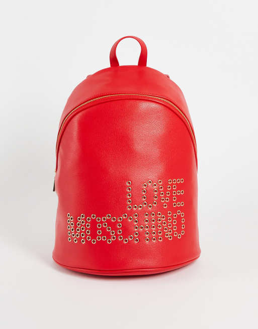 Love Moschino – Rucksack in Rot mit Logo aus Nieten