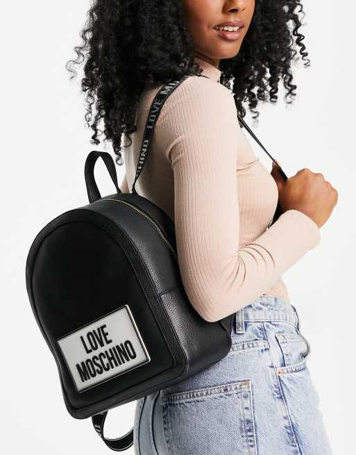 Love Moschino Sac dos avec grand logo Noir