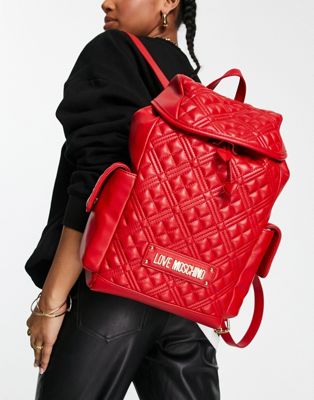 Love Moschino diamond quilted backpack in red - ASOS Price Checker