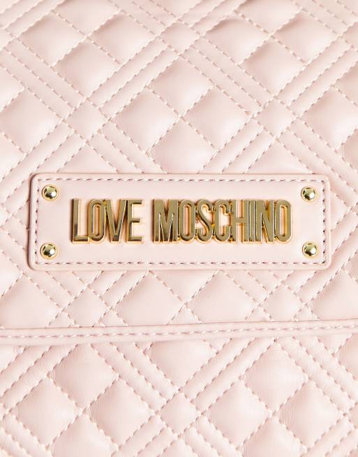 Love Moschino - Sac à main avec rabat sur le dessus et matelassage losange - Rose, 3 de 4