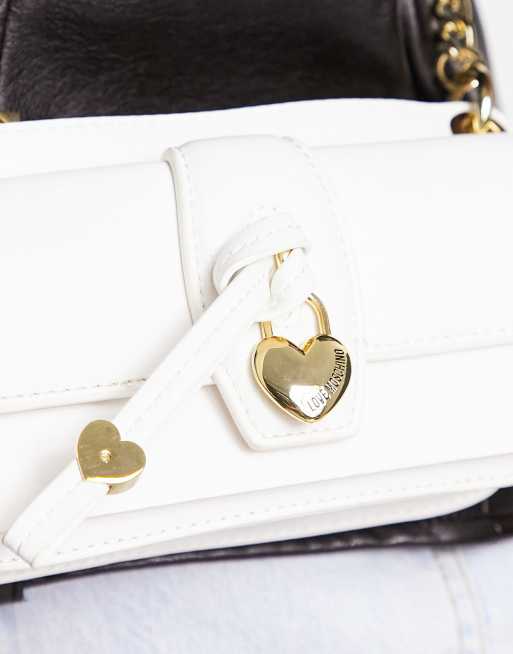 Love Moschino - Sac bandoulière à breloque cœur bombé - Blanc, 4 de 4