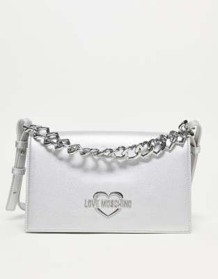 Sac Bandoulière Love Moschino Rose Clair - Chaîne Dorée, Simili Cuir - Neuf Avec Étiquettes