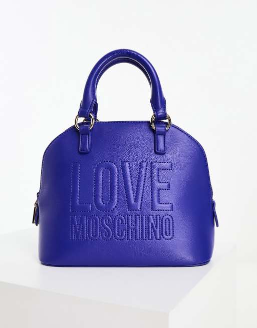 Love Moschino - Sac bandoulière avec logo en relief - Bleu, 4 de 4