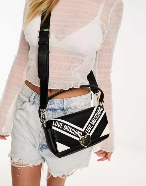 Love Moschino - Sac contrastant avec anse supérieure - Noir et blanc