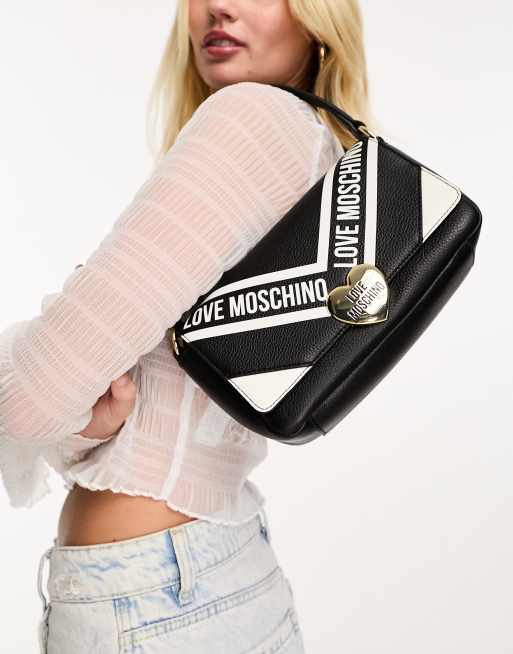 Love Moschino - Sac contrastant avec anse supérieure - Noir et blanc, 3 de 4