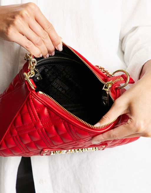 Love Moschino - Sac matelassé avec poignée supérieure à fermeture éclair - Rouge, 3 de 4