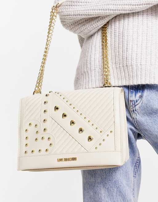 Love Moschino - Sac porté épaule à rabat clouté - Neutre
