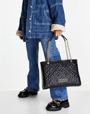 Petits sacs Love Moschino - Sac porté épaule matelassé à bandoulière chaîne - Noir