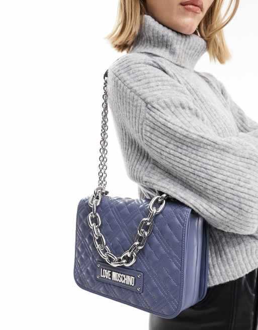 Love Moschino - Sac porté épaule matelassé - Bleu