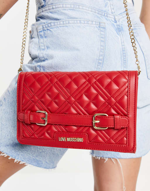 Love Moschino - Sac porté épaule matelassé - Rouge, 3 de 4