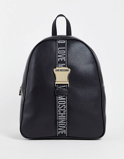 Love Moschino safety logo backpack in black