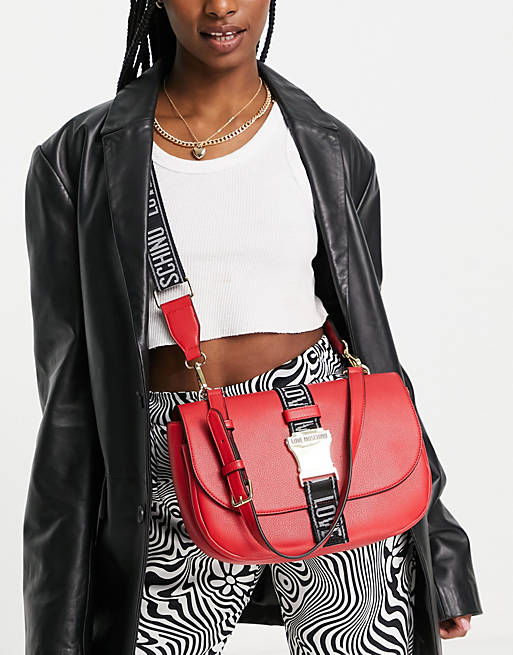 Love Moschino safety satchel bag in red
