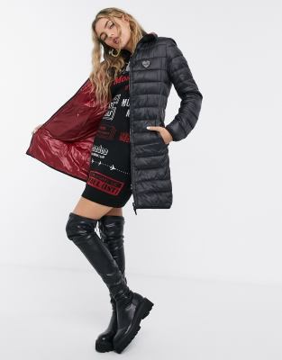 black padded midi coat