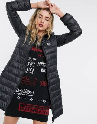 black padded midi coat