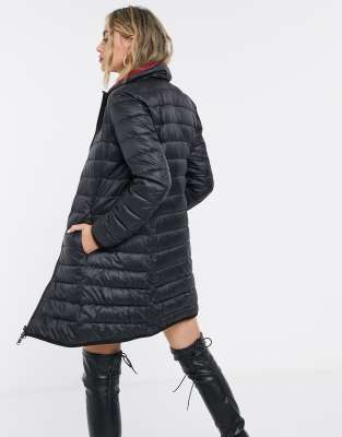 black padded midi coat