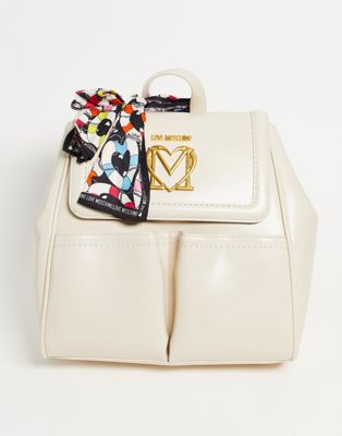 Love Moschino scarf detail backpack in ivory