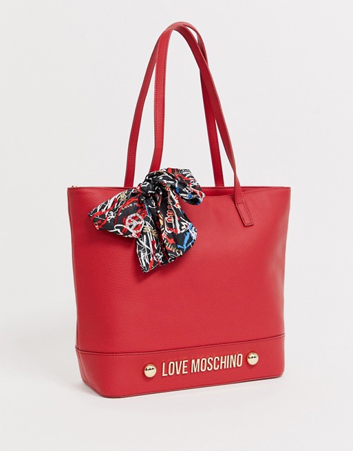 Love Moschino scarf detail rote bag