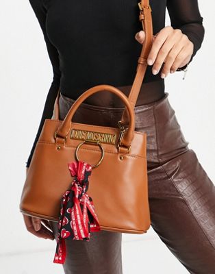 Love Moschino scarf top handle tote bag in tan
