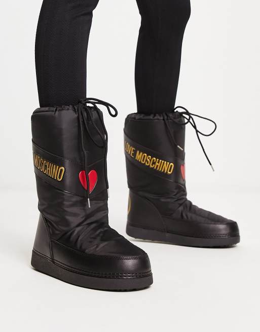 Love Moschino – Schneestiefel in Schwarz mit goldfarbenem Logo, 2 von 4