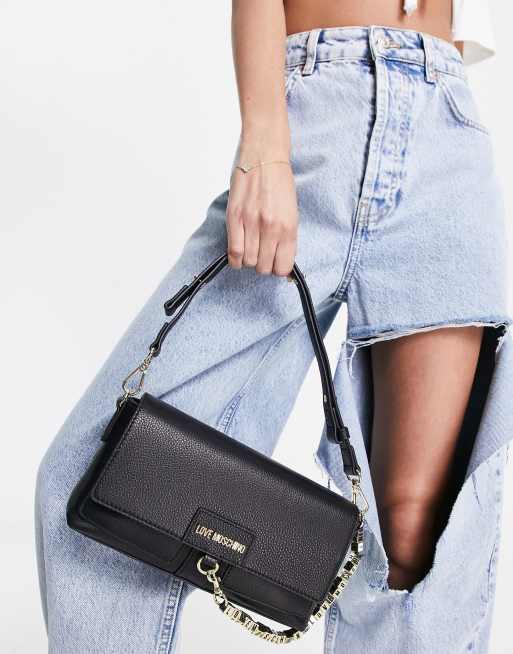 Love Moschino - Schoudertas met flap in zwart, 2 van 4