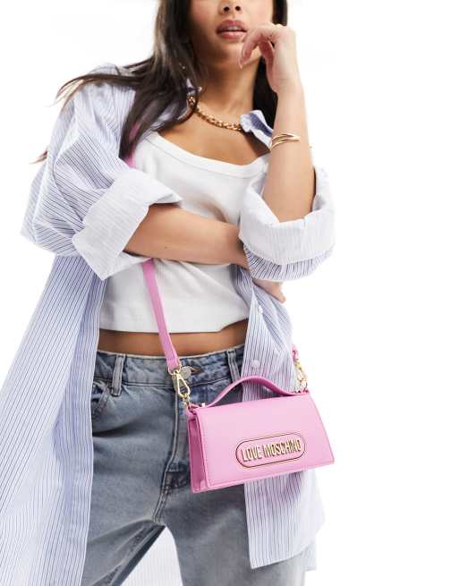 Love Moschino – Schultertasche in Rosa mit Tragegriff oben