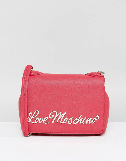 Love Moschino – Schultertasche mit Logo und Kettentrageriemen