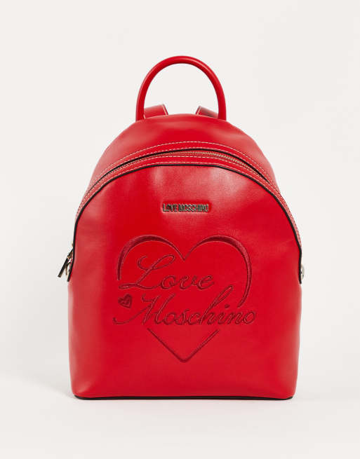 Love Moschino script logo backpack in red