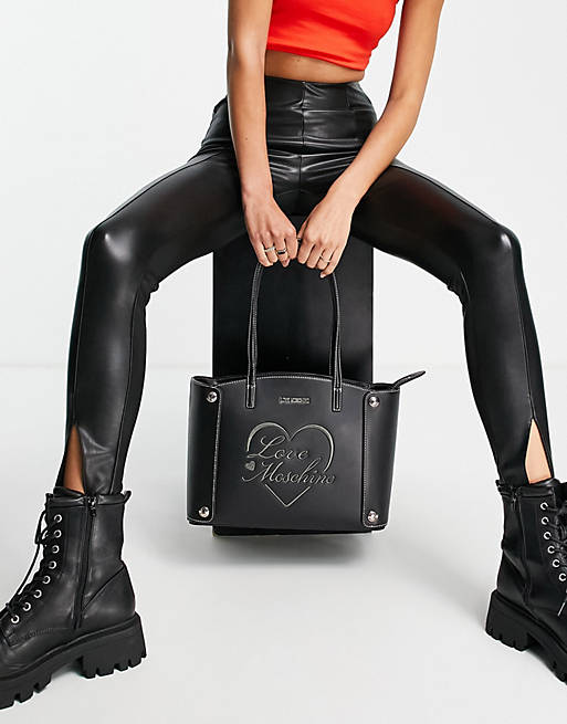 Love Moschino script logo tote bag in black