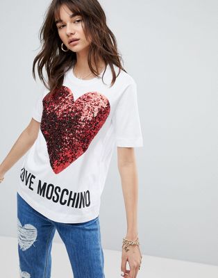 Love Moschino Sequin Heart T-shirt | ASOS