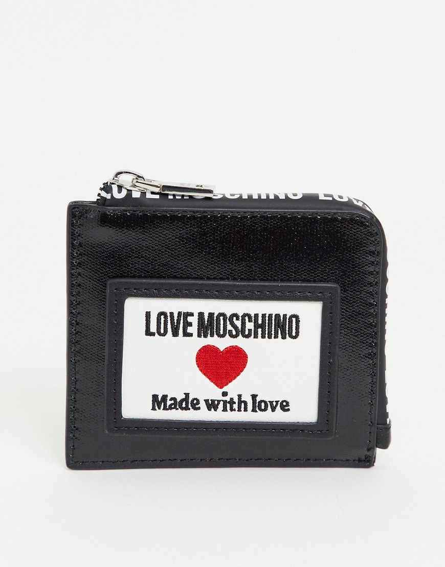 Love Moschino shiny canvas purse in black