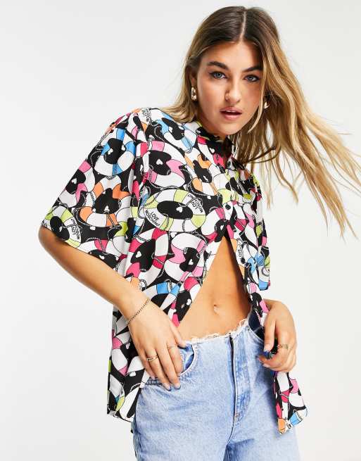 Love Moschino short sleeve shirt in black multi, 3 of 4