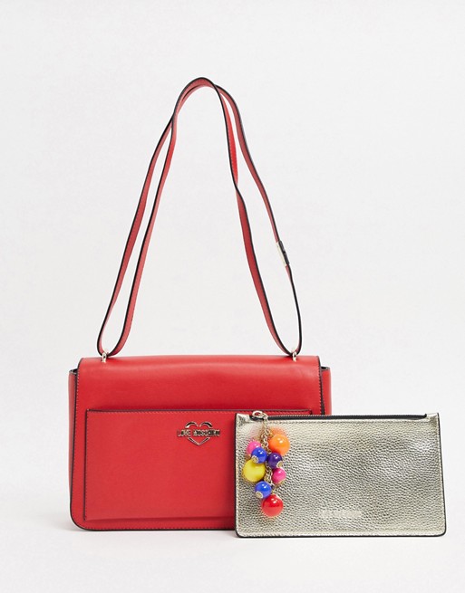 Love Moschino shoulder bag with removable pouch in red